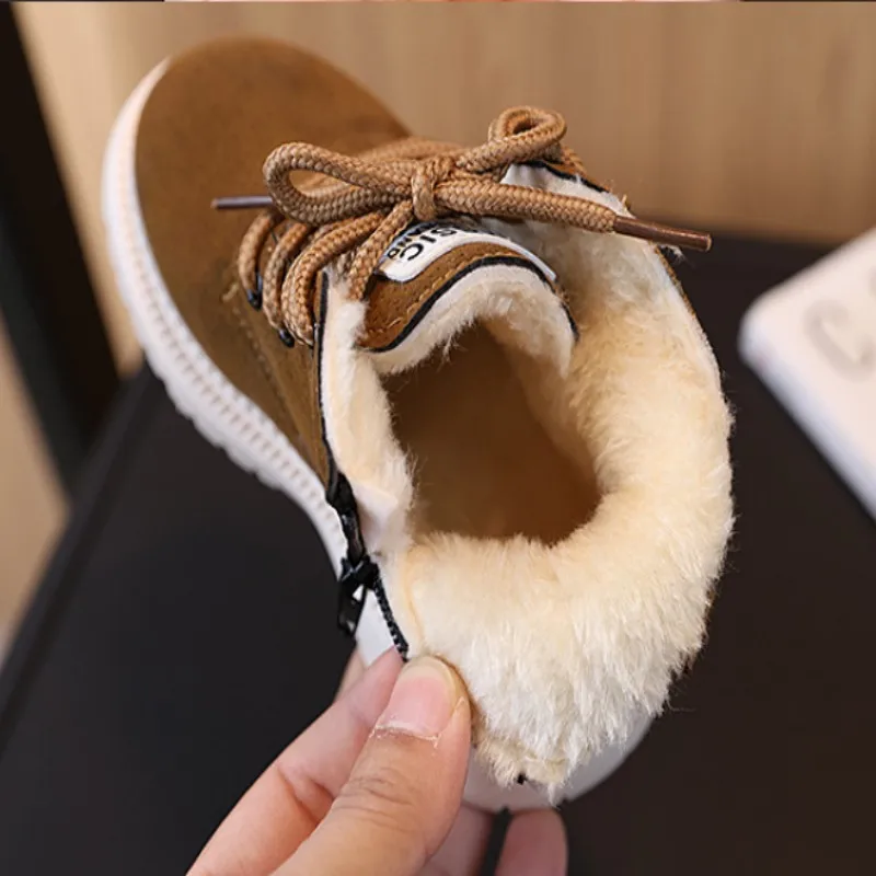 어린이 면화 신발 겨울 신상품 소년용 심플 다용도 말 부츠 소녀용  따뜻한 캐주얼 면화 부츠 플리스 스노우 부츠21-30