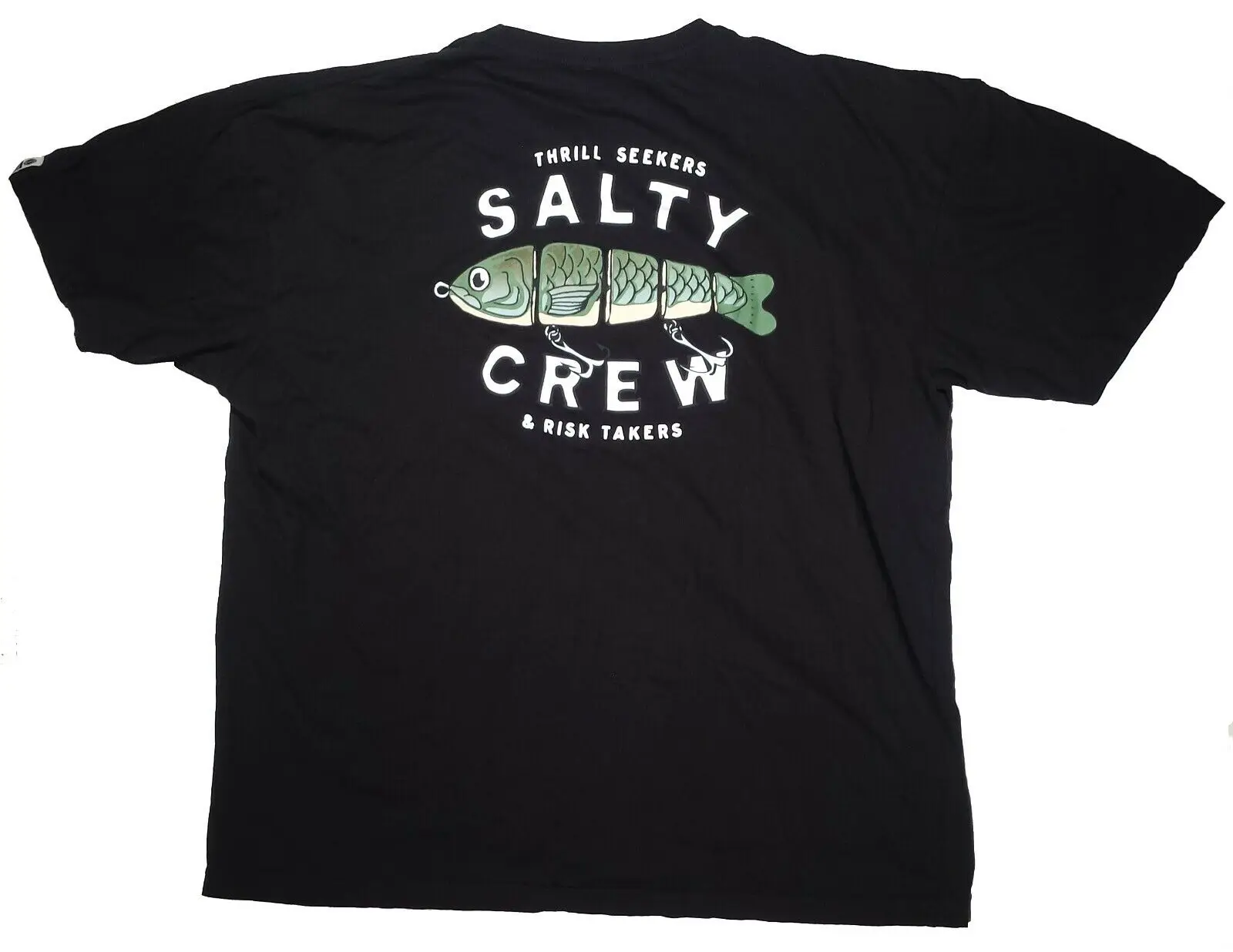 Salty Crew Mens Shirt XL Black Fishing Short Sleeve 100% Cotton Big Graphic