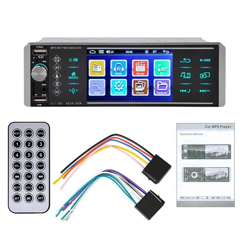 

Single Din Car Stereo Radio 4.0 Inch Press Screen AM/FM Bluetooth Player Support RDS/4 USB Input/ Mirror Link For Phone