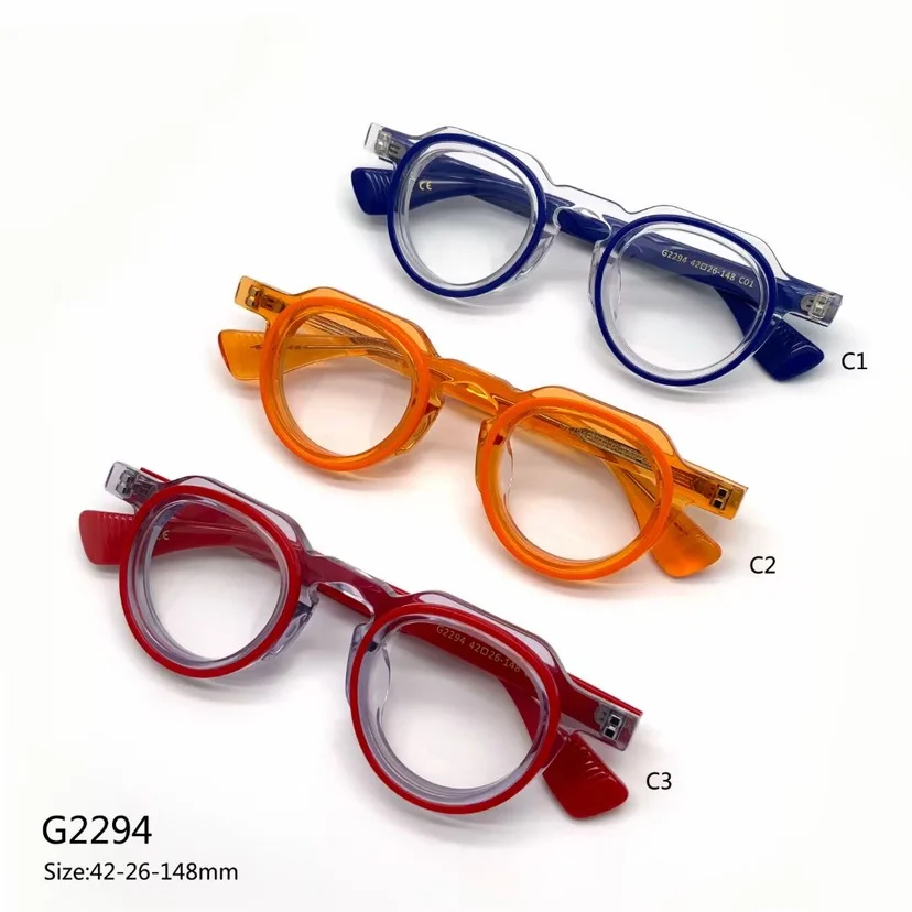 

Anti Blue Light Color Changing Eyeglass For Women Colored Round Handmade Acetate Eyewear Frame Designer Brand Men Myopia Glasses