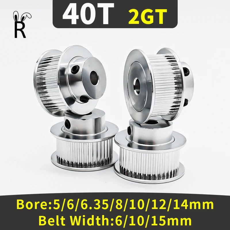 40Teeth GT2 Timing Pulley Bore 5/6/8-12/14/15mm 2M Teeth Width 6/10/15mm Belt Pulley GT2 40T Synchronous Wheel 3D Printers Parts