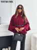 Elegant Autumn Solid Jackets Fashion Women Single Breasted Batwing Sleeve Thick New Coats Casual Loose Office Lady Chic jacket 5