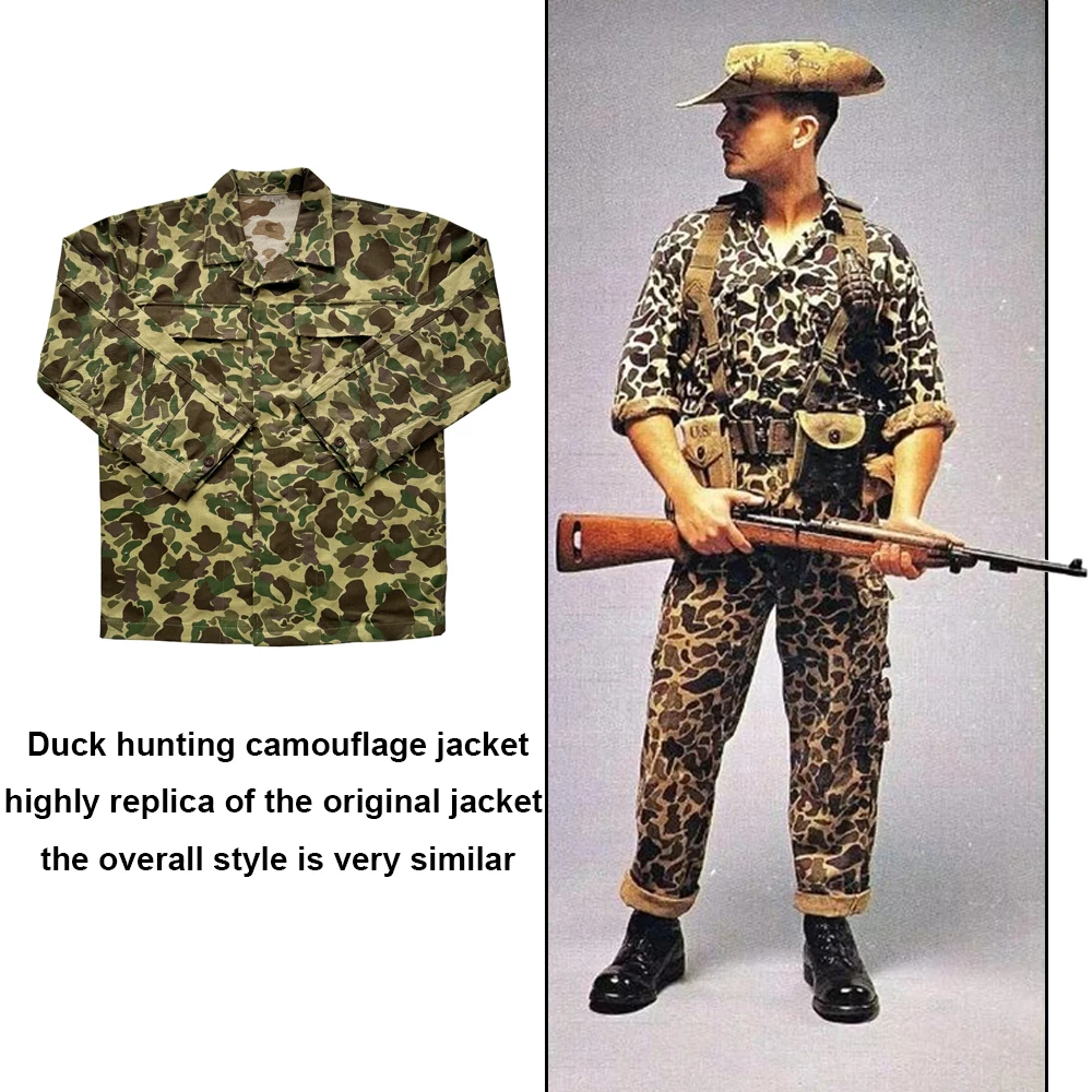 ジャケット・アウター BLACK WEIRDOS Double Camo Army Jacket WW2 US Soldier Uniform Duck Hunting Double-sided Camo Coat