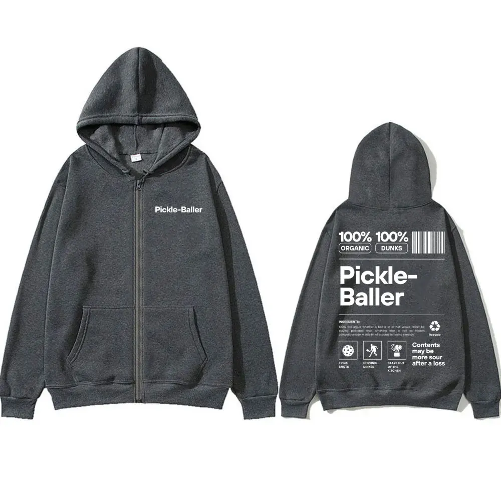 Pickle Baller Pump Cover Zipper Hoodie Male Gym Fleece Cotton Hoodies Men Women Funny Fitness Workout Bodybuilding Zip Up Jacket