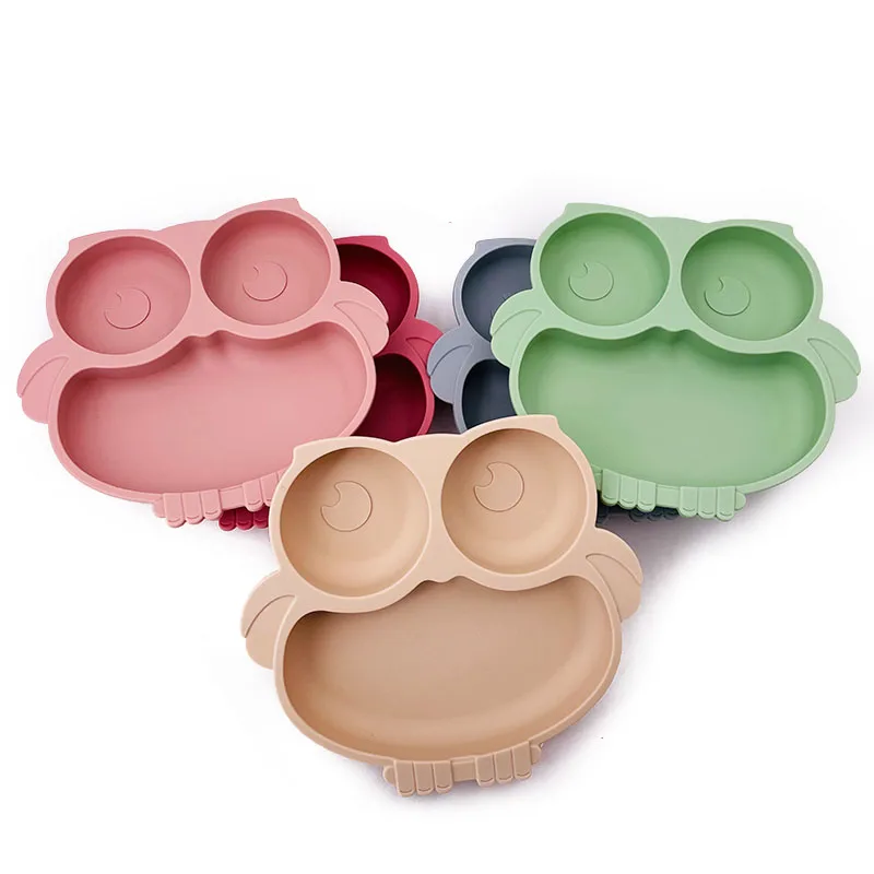 Silicone Dining Plate BPA Free Children Dishes Suction Plates for Toddlers Baby Training Feeding