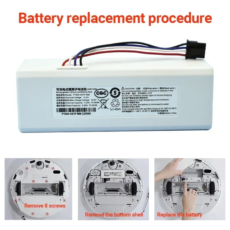 Vacuum Cleaner Battery Battery Replacement for Xiaomi Mijia Mi Vacuum Cleaner Sweeping Mopping Robot