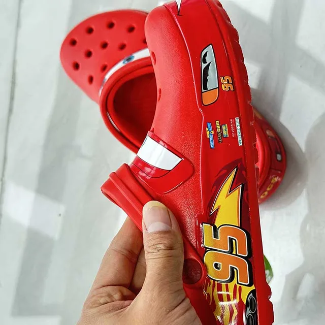 Cartoon Disney Pixar Lightninged Mcqueens Solid Waterproof Slippers Outdoor Sandals Casual Breathable Ankle-wrap EVA Shoes Gift 5