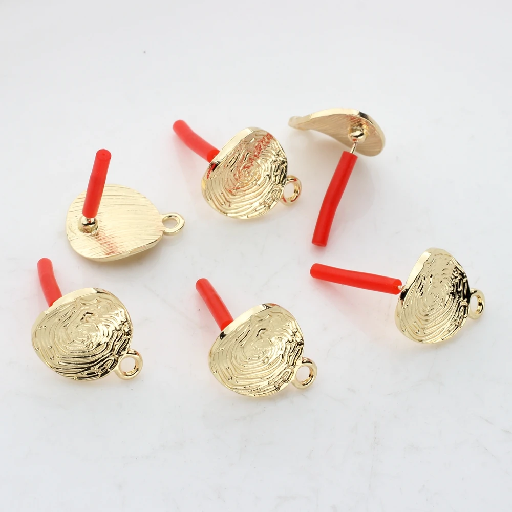15MM 10 teile/los Zink-legierung Goldene Ripple Runde Basis Ohrringe Anhänger Stecker Für DIY Mode Ohrringe Schmuck Zubehör