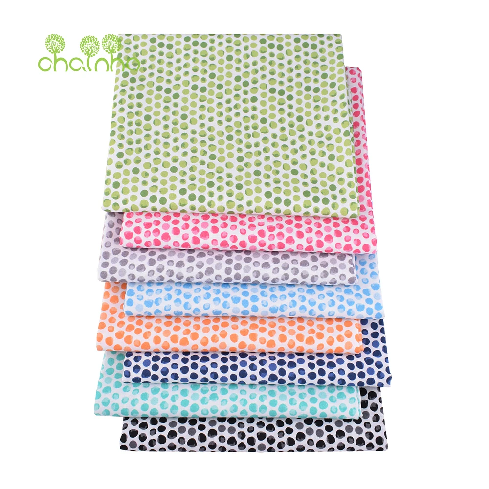 Chainho,Printed Plain Weave Cotton Fabric,Handmade DIY Quilting Sewing Material,Patchwork Cloth,Polka Dots Series,20x25cm,15CD99