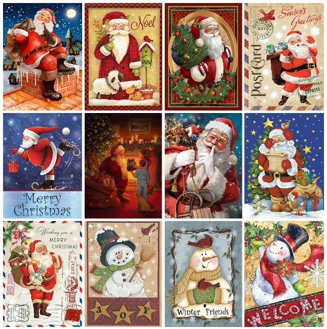 Christmas Diamond Painting Christmas Cards  Diamond Painting Christmas  Cards Set - Diamond Painting Cross Stitch - Aliexpress