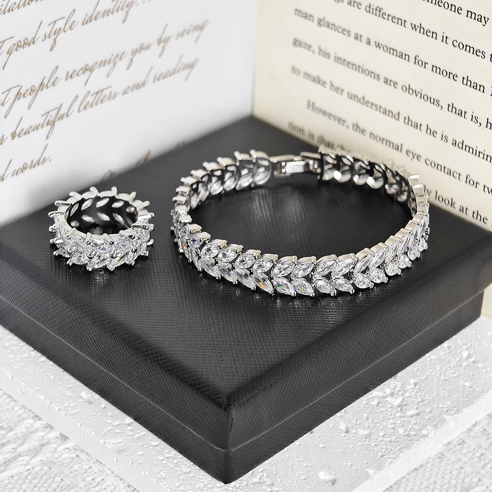 2024 New Trendy silver Color eternity band ring and bracelet