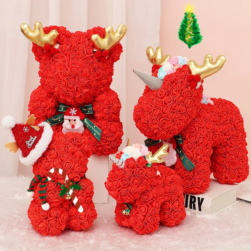 

2023 New Rose Doll Gift Christmas Collection Eternal Flower PE Rose Bear Valentine's Day Gift Gifts for Girlfriends XMAS Gift