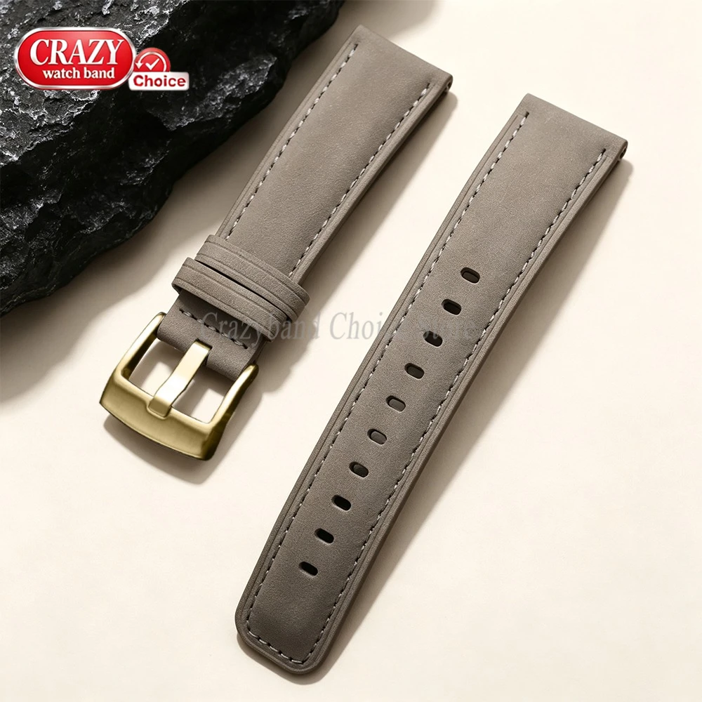 Handmade Brown & Black Leather Cowhide Business Watch Band