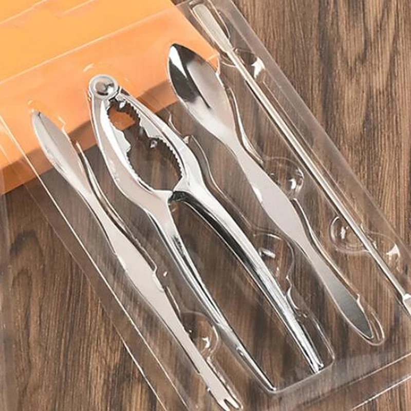 

4Pcs Seafood Tool Set Crab Shrimp Fruit Pliers Fork Spoon Set Nut Walnut Lobster Crab Cracker Tools Kitchen Accessories New