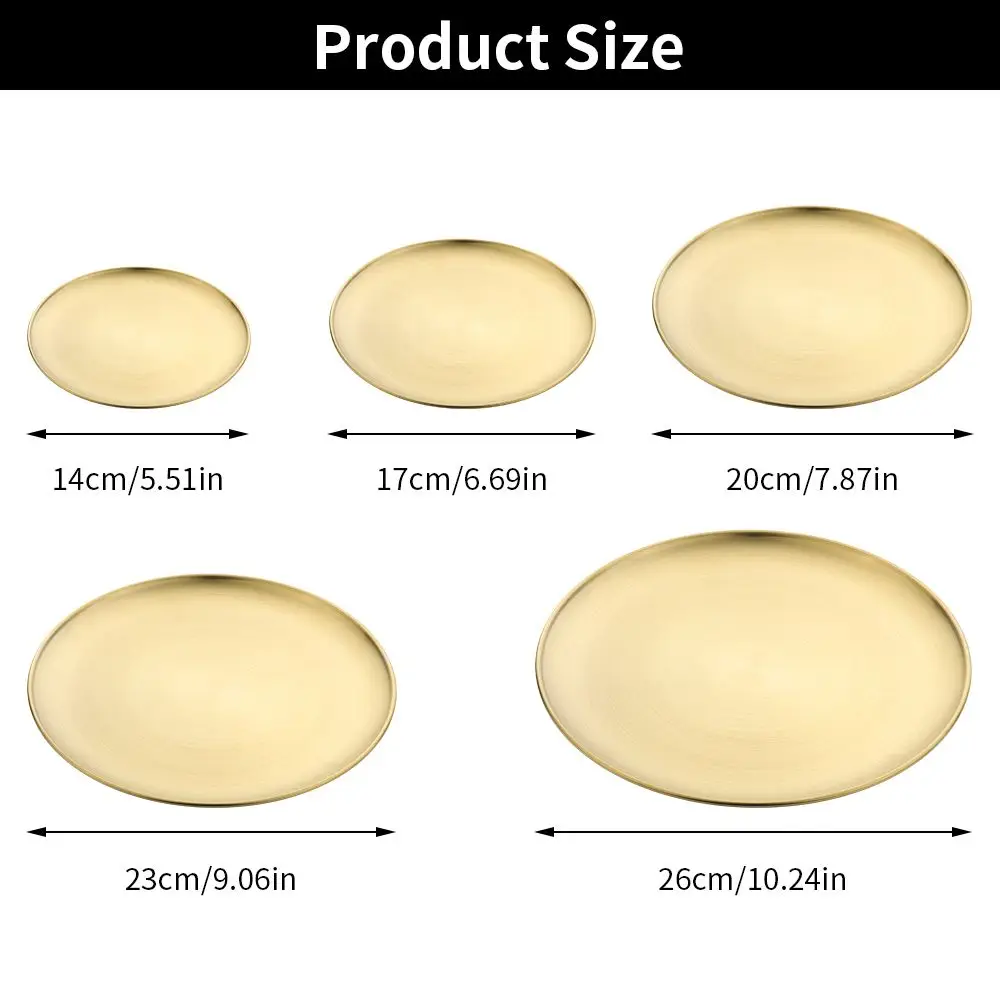 Stainless Steel Bone Spitting Dish 14/17/20/23/26CM Gold Silver Shallow Tray Metal Dining Disc Round Plate Dessert Tableware dining dish