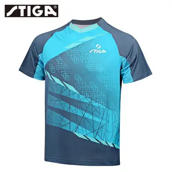 STIGA Table Tennis Top New Gradient Print Men's and Women's Table Tennis Clothing Sports Short Sleeved Quick Drying Breathable 1