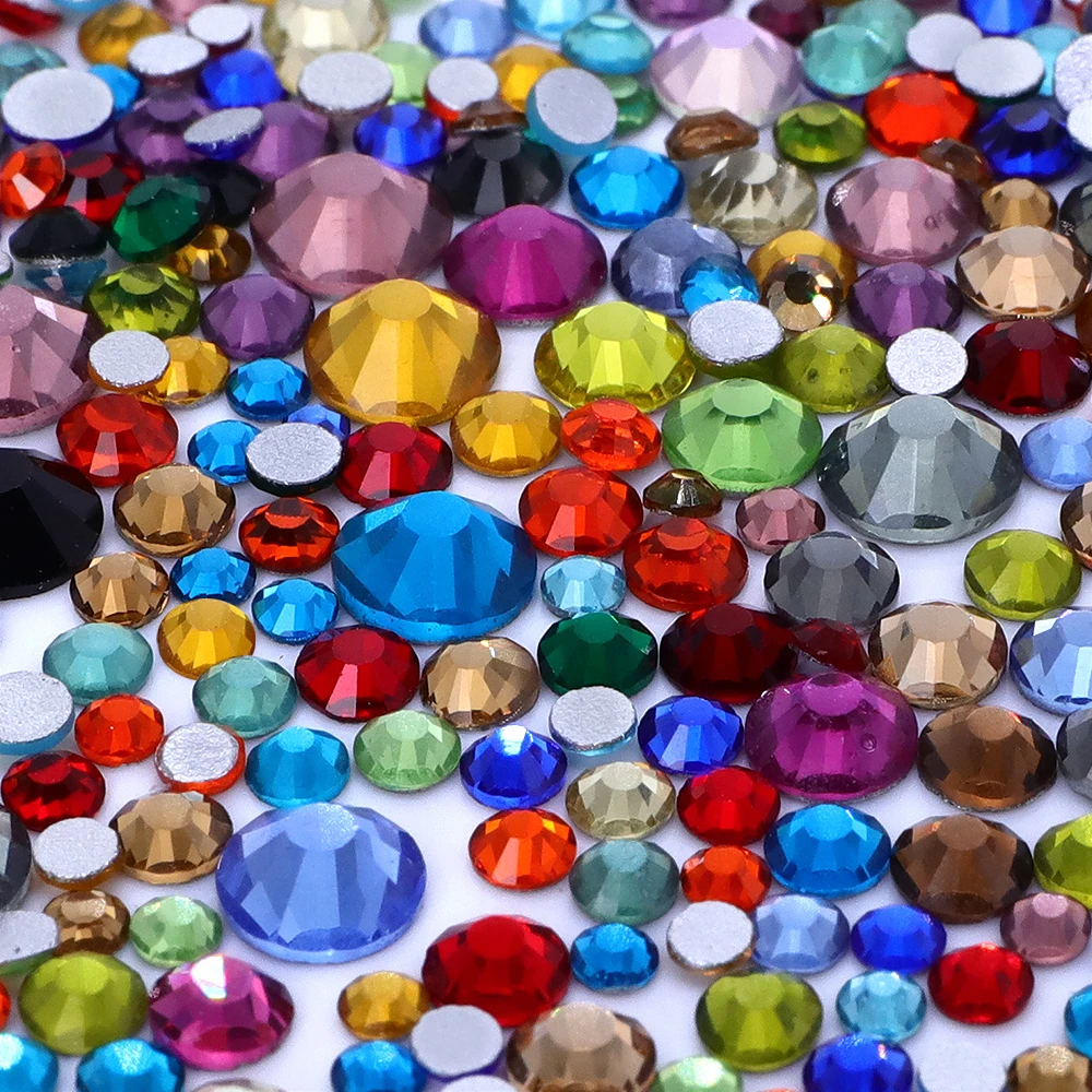 Vibrant Mix Size Round Glass Rhinestones