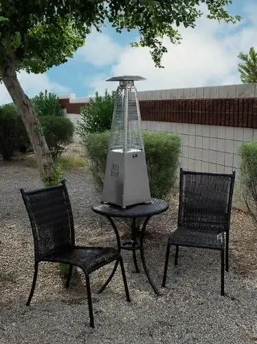 HLDS032-GTTHG Portable Propane Table Top Pyramid Glass Tube Patio Heater 9500 BTU Bronze SMALL Hammered Bronze finish