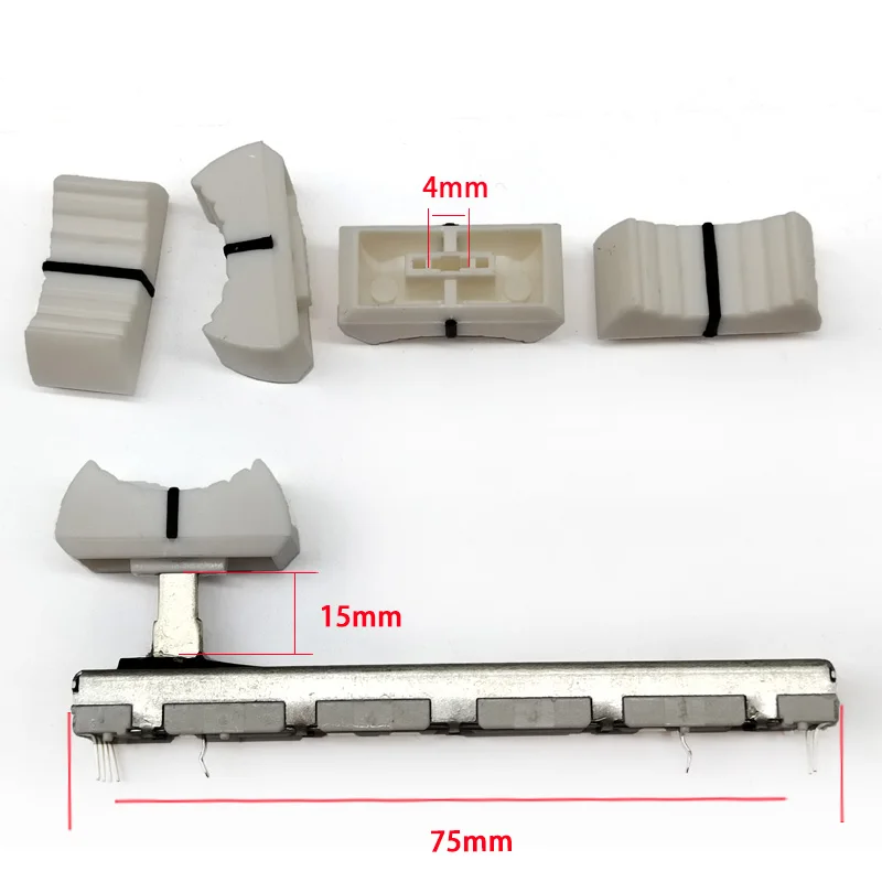 2 Pezzi Yamaha Mg124Cx Mixer Push Pin Doppio Potenziometro A20K, Lunghezza Maniglia 15Mm, 6 Pin 75Mm Cappello Bianco