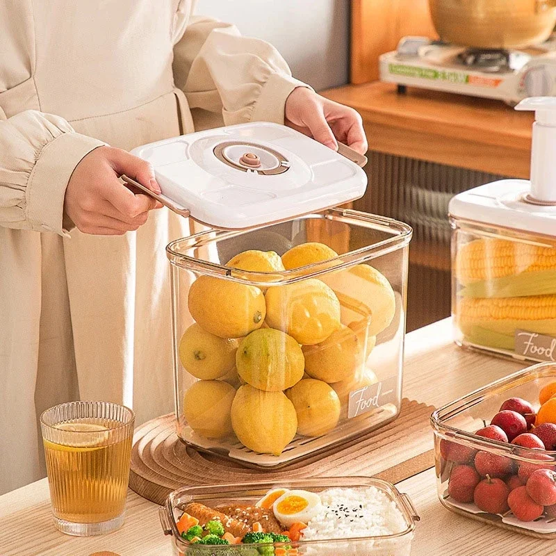 

Storage Box Capacity Dispenser Container Organizer Food Transparent Large Kitchen Vacuum With Net Tank Sealed Drain