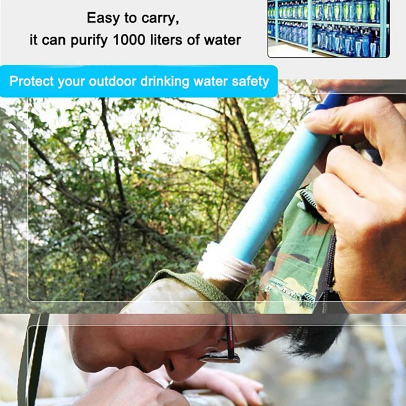 1pcs Portable Water Purifiers Outdoor Survival Filter Camping Hiking Emergency Elements