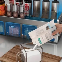Wall mounted kitchen spice rack storage set without drilling, with sealed containers and distributors, suitable for home use 2