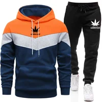 Automne hiver impression hommes sport costume mode hommes/femmes sport à capuche + pantalon deux pièces costume rue hommes costume décontracté 1