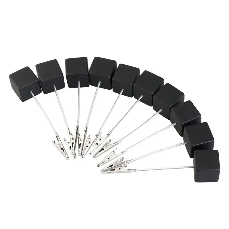 10pcs Cube Base Memo Photo Holder Note Paper Holder Clips Resin Stainless Steel Clamp Desktop Document Clip Clip Black memo photo holder