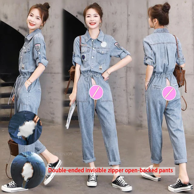 Fashion Comfy Overalls Pants Shorts Women's Patchwork Dual Pocket