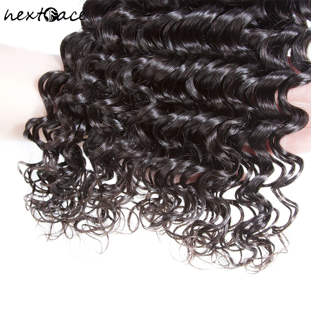 NextFace Deep Curly Brazilian Hair Deep Wave Human Hair Bundles 10A Grade Deep Wave Curly Hair Bundles Thick Hair Weaves Bundles