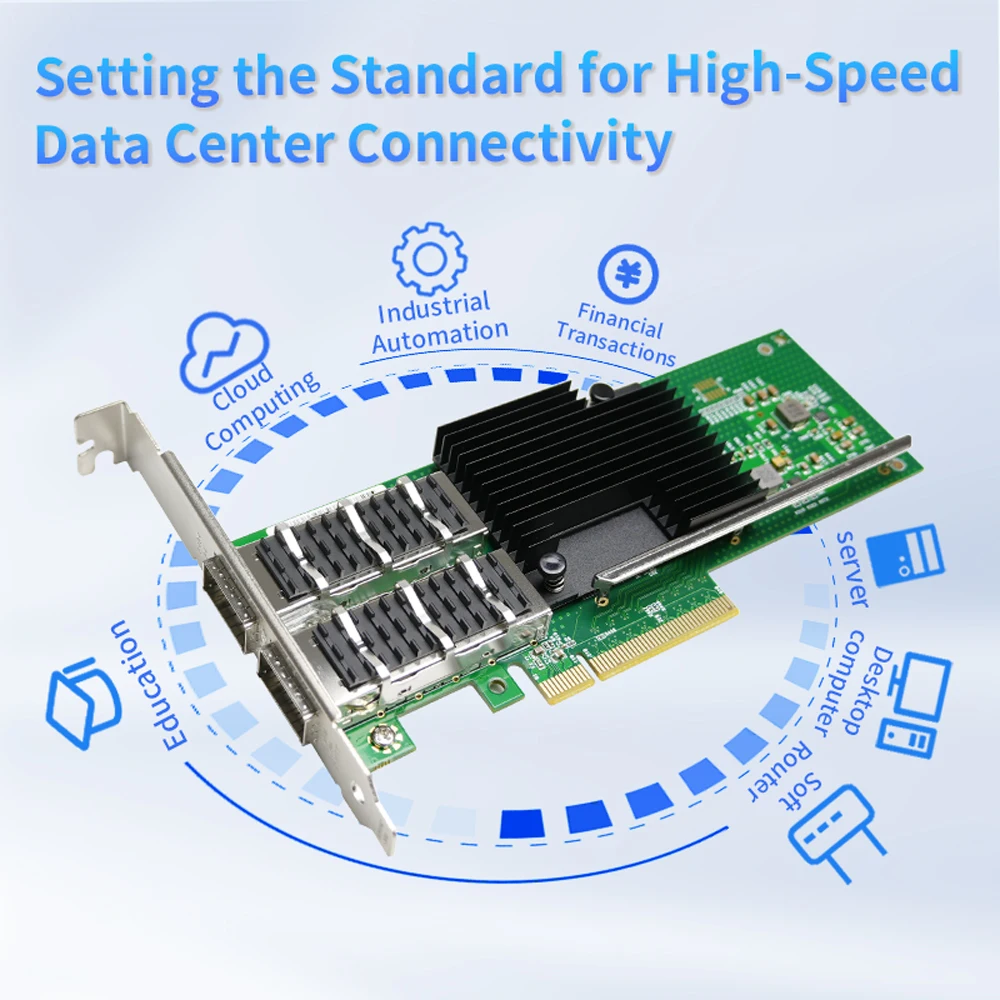X710-QDA2 듀얼 포트 40GbE QSFP+ NIC 저지연 SR-IOV PCIe 3.0 x8 네트워크 카드 데이터 센터 HPC AI용