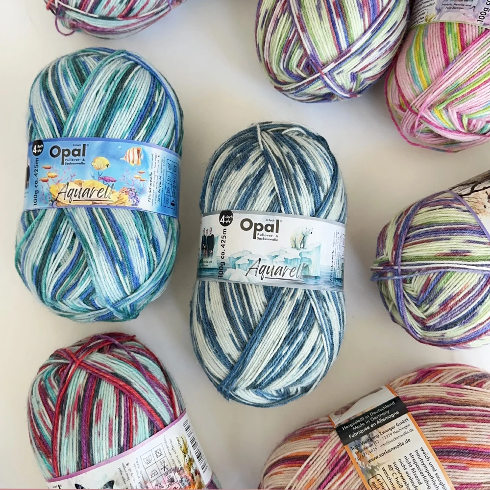 100g Opal Aquarell 4ply Sock Yarn, 75% Wool 25% Polyamide Space Dyed Colourful Yarn, Fluffy Breathable for Sock, Sweater & Hats 6