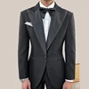 Vintage Black Men Suits Two Piece Fashion Peak Lapel Male Suit Slim Wedding Party Groom Banquet Tuxedo Costume Homme 2025 2