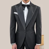 Vintage Black Men Suits Two Piece Fashion Peak Lapel Male Suit Slim Wedding Party Groom Banquet Tuxedo Costume Homme 2025 2