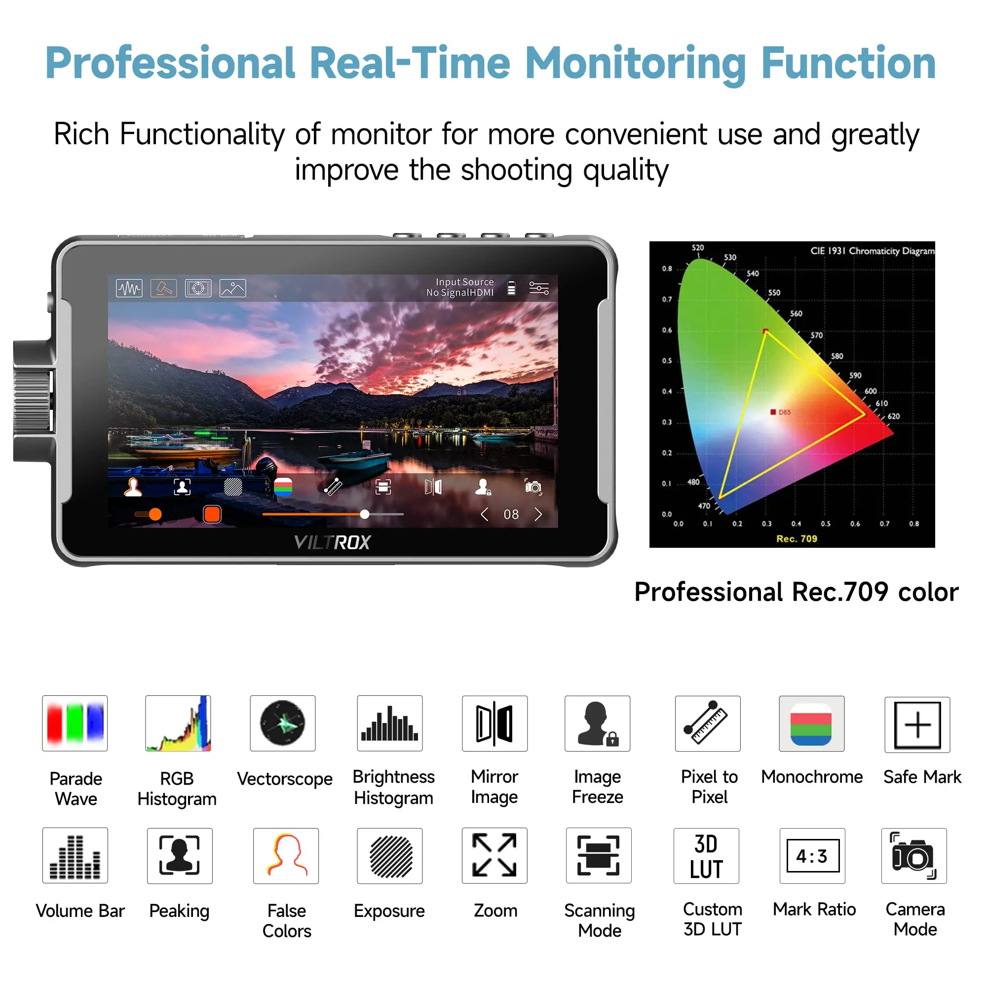 VILTROX DC-550 5.5 Inch 1200 Nits Camera Field Monitor HD 1920x1080 4K Touch Screen Video Monitor with 3D Lut Input Output