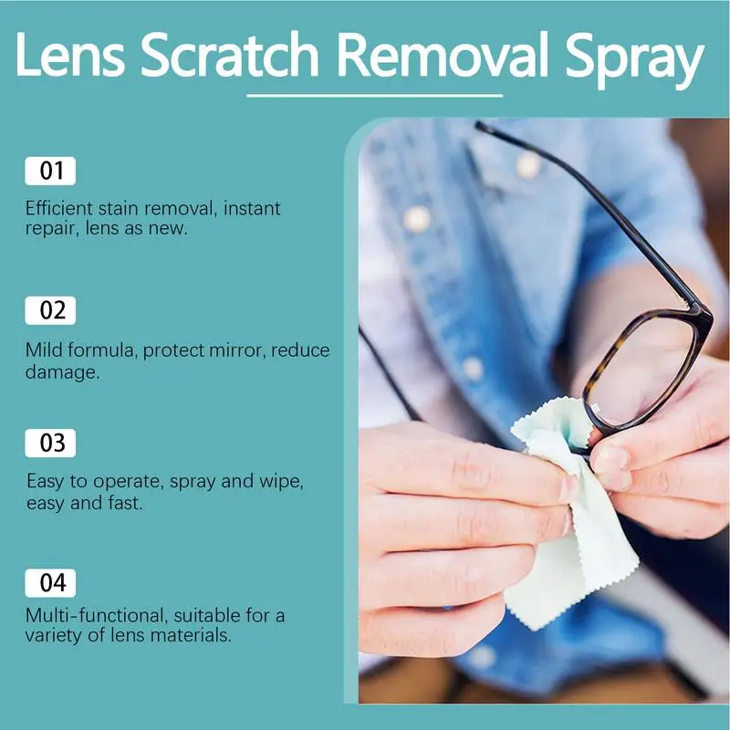 100ml Lens Scratch Removal Spray Eyeglass Lens Cleaner Spray Professional Eyeglasses Screen And Camera Cleaning