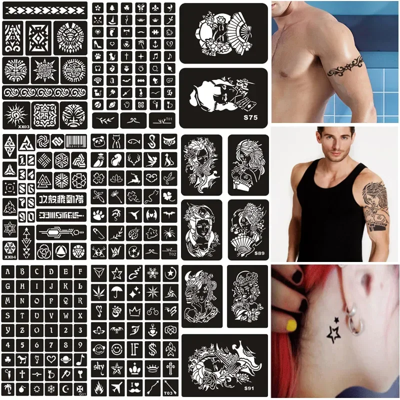 Reusable Airbrush Stencils for Fake Tattoo Body Dragon Wolf Butterfly Henna henna tattoo stencils