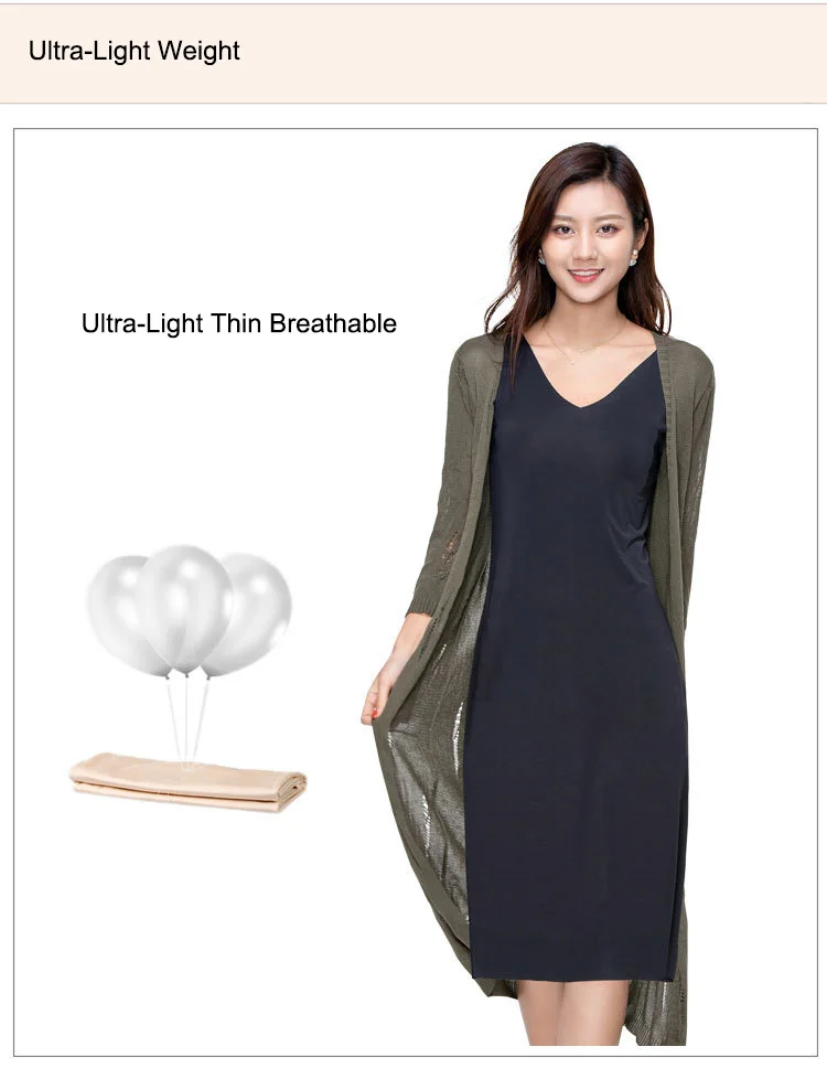 Description Picture 4 of itemSeamless Full Slips Women Petticoat Underskirt Plus Size Sexy V/U Neck Sleeveless Ice Silk Ultra Thin Dresses Women Fashion Ootd