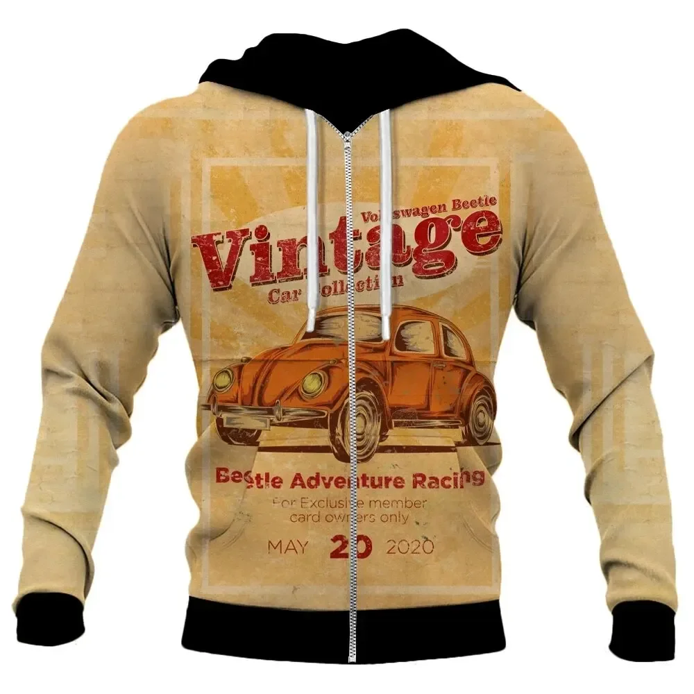 thumbnail image 1 of Sudadera con capucha retro con cremallera para hombre, chaqueta con estampado 3D y patrón nostálgico de los años 80, nueva sudadera informal de calle, ropa de moda para hombre Y2K, 1 of 5