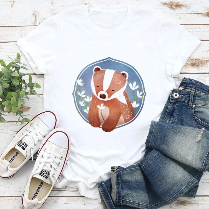 

Милая стильная футболка, одежда, женская футболка, летняя одежда с коротким рукавом и принтом, Женский Забавный топ с мультяшным рисунком, футболка