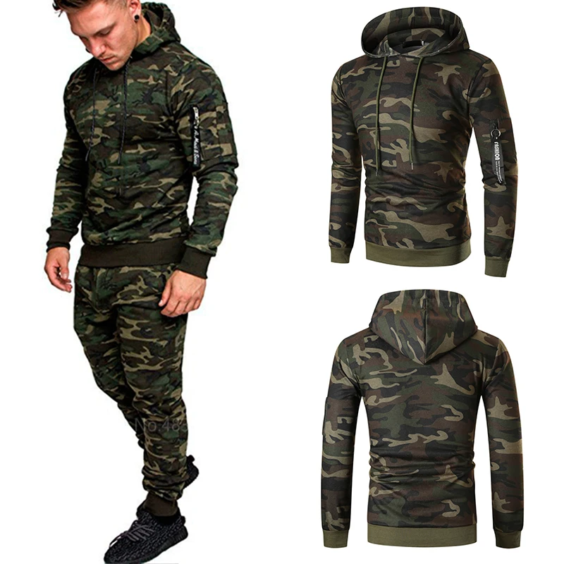 Men's Tactical Sports Suit Men Long Sleeve Camouflage Hoodies Trousers Streetwear Sweatshirt Pants Tracksuit Jogging Suits men s suit embroidery brand spring autumn winter new sports hoodie jacket two piece trousers fashion casual hip hop street suit