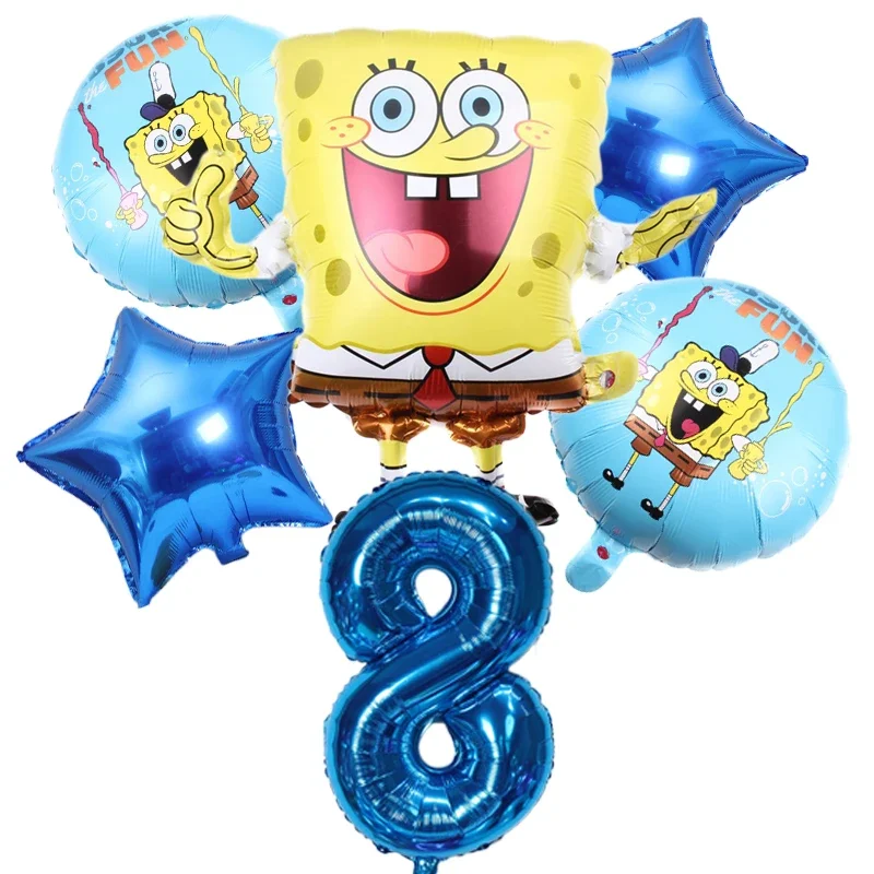 thumbnail image 1 of Juego de 6 globos de Bob Esponja y Patricio, globos de helio para fiesta de cumpleaños, suministros para fiesta de baby shower para niño y niña, 1 of 5