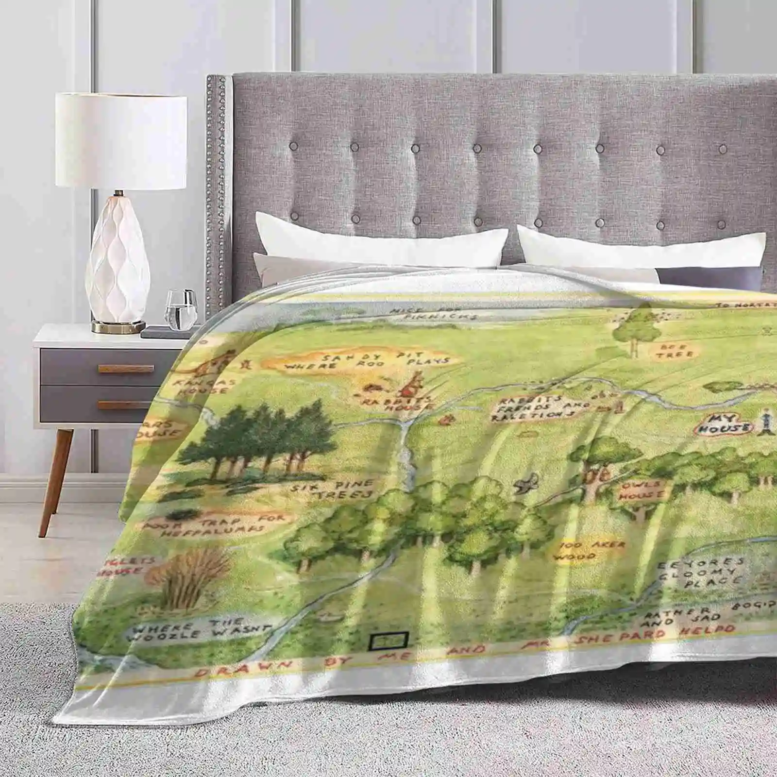 Cento Acre Woods Map Design Creativo Confortevole Coperta Di Flanella Calda Cento Acre Woods Winnie The Map Cristoforo Robin