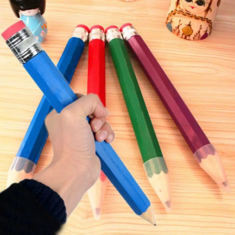 

1pcs Giant Wooden Pencil With Eraser Large Stationery Novelty Children Toy Performance Prop Painter Artist Student Big Pencil