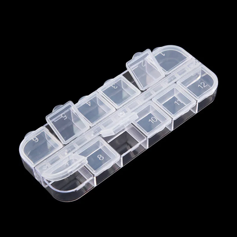 HIXNUG Nagelspitzen-Aufbewahrungsbox Transparent – Mit 10 Fächern, Schloss & Kunststoff-Gitter