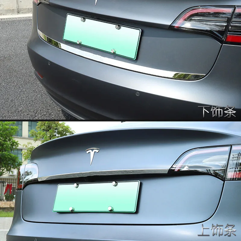 

Car sticker For Tesla Model Y/3 Rear Boot Door Trunk Cover Trim Tailgate Garnish Molding Strip Car Accessories
