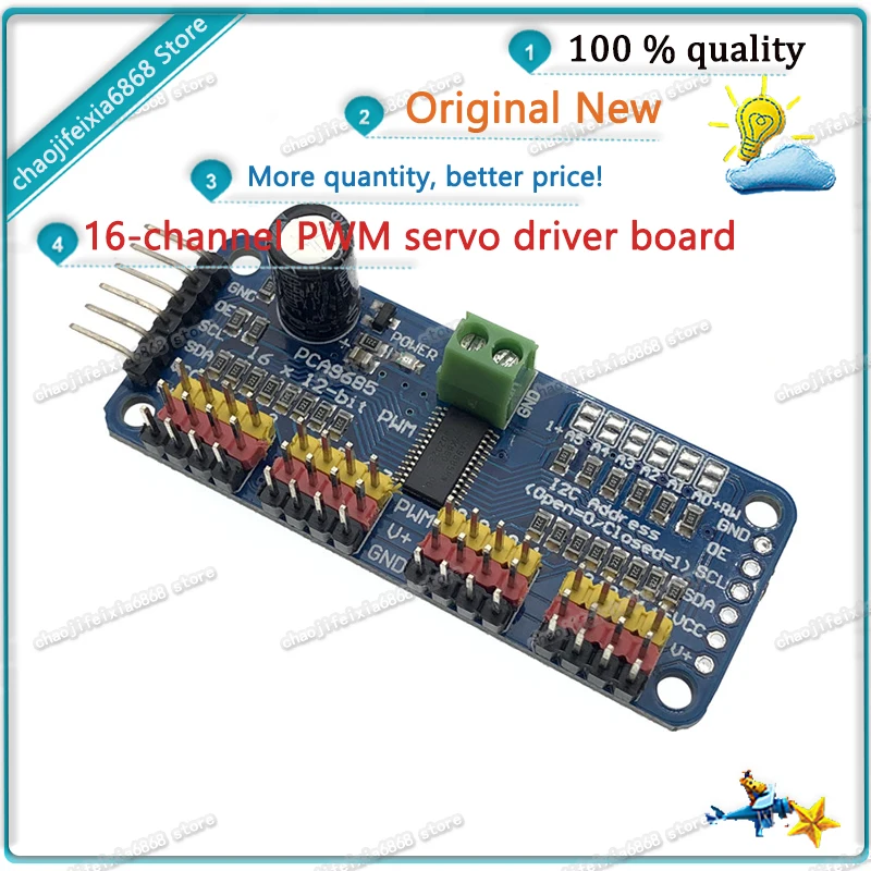 1pcs/lot! 16-way PWM steering gear drive board PCA9685 controller robot IIC suitable for MG90S SG90 MG995 |