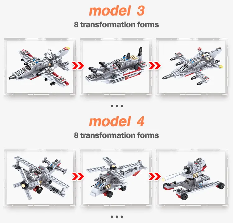 1068 PCS Military 8 IN 1 Army Ocean Cruiser Warship Building Blocks Aircraft Wea