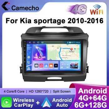 Camecho inalámbrico Carplay Android Auto Radio para Kia Sportage 2010-2016 reproductor Multimedia de coche 6 + 128G 4G WIFI RDS coche GPS estéreo 1