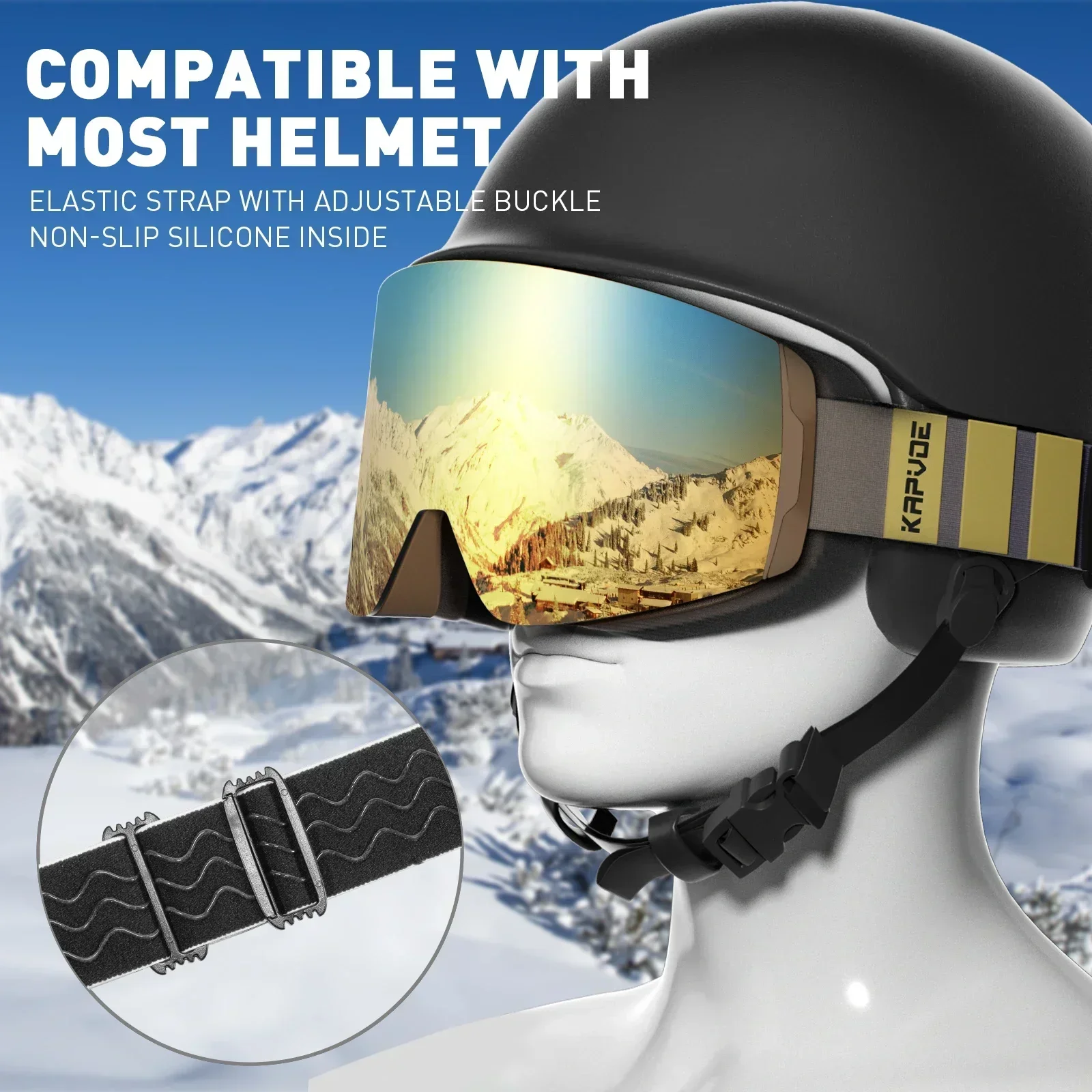 Kapvoe Ski Goggle Snow Goggles Snowboard Anti-Fog Mask for Men Women Eyewear Kit Cylindrical UV400 Snow Glasses Snowmobile